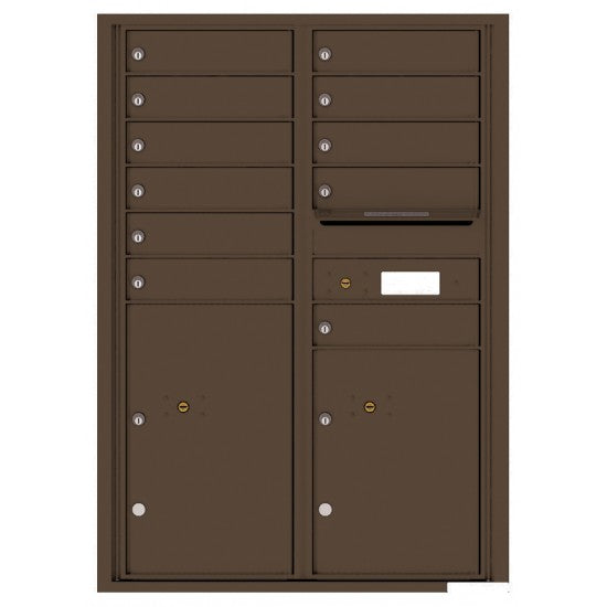 4C12D-11 - 11 Tenant Doors with 2 Parcel Lockers and Outgoing Mail Compartment - 4C Wall Mount 12-High Mailboxes