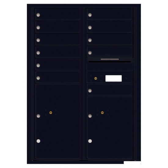 4C12D-11 - 11 Tenant Doors with 2 Parcel Lockers and Outgoing Mail Compartment - 4C Wall Mount 12-High Mailboxes