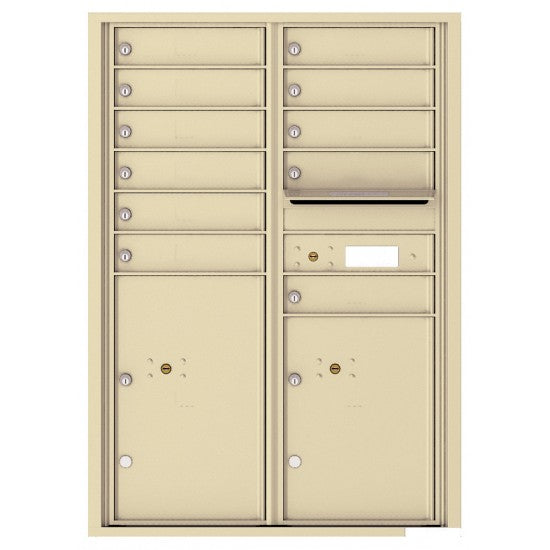 4C12D-11 - 11 Tenant Doors with 2 Parcel Lockers and Outgoing Mail Compartment - 4C Wall Mount 12-High Mailboxes