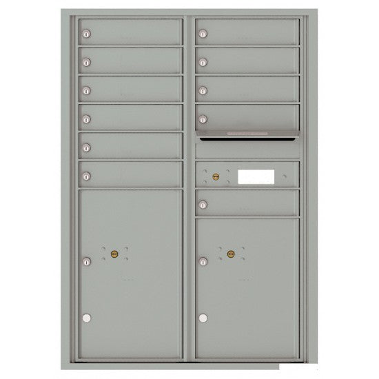 4C12D-11 - 11 Tenant Doors with 2 Parcel Lockers and Outgoing Mail Compartment - 4C Wall Mount 12-High Mailboxes