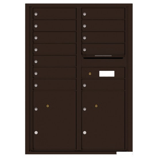 4C12D-12 - 12 Tenant Doors with 2 Parcel Lockers and Outgoing Mail Compartment - 4C Wall Mount 12-High Mailboxes