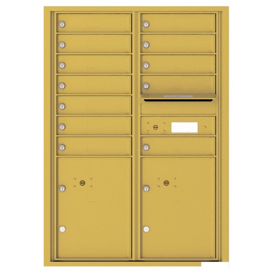 4C12D-12 - 12 Tenant Doors with 2 Parcel Lockers and Outgoing Mail Compartment - 4C Wall Mount 12-High Mailboxes