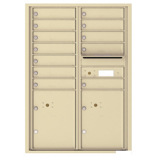 4C12D-12 - 12 Tenant Doors with 2 Parcel Lockers and Outgoing Mail Compartment - 4C Wall Mount 12-High Mailboxes