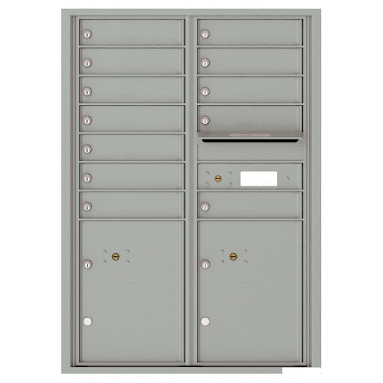 4C12D-12 - 12 Tenant Doors with 2 Parcel Lockers and Outgoing Mail Compartment - 4C Wall Mount 12-High Mailboxes