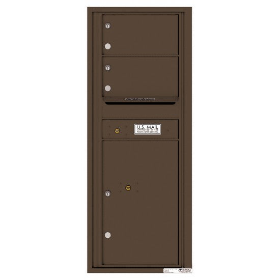 4C12S-02 - 2 Oversized Tenant Doors with 1 Parcel Locker and Outgoing Mail Compartment - 4C Wall Mount 12-High Mailboxes