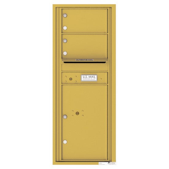 4C12S-02 - 2 Oversized Tenant Doors with 1 Parcel Locker and Outgoing Mail Compartment - 4C Wall Mount 12-High Mailboxes