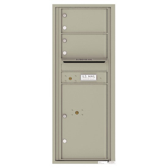 4C12S-02 - 2 Oversized Tenant Doors with 1 Parcel Locker and Outgoing Mail Compartment - 4C Wall Mount 12-High Mailboxes