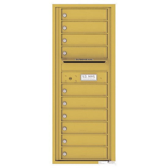 4C12S-10 - 10 Tenant Doors with Outgoing Mail Compartment - 4C Wall Mount 12-High Mailboxes