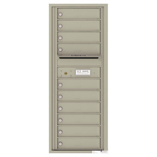 4C12S-10 - 10 Tenant Doors with Outgoing Mail Compartment - 4C Wall Mount 12-High Mailboxes