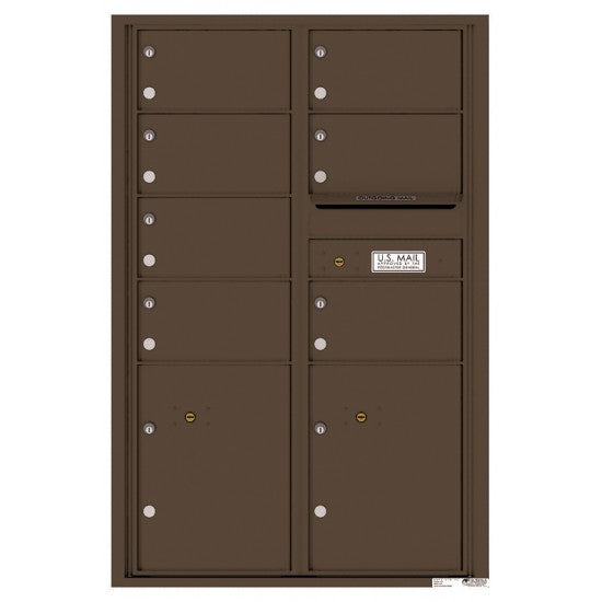 4C13D-07 - 7 Oversized Tenant Doors with 2 Parcel Lockers and Outgoing Mail Compartment - 4C Wall Mount 13-High Mailboxes