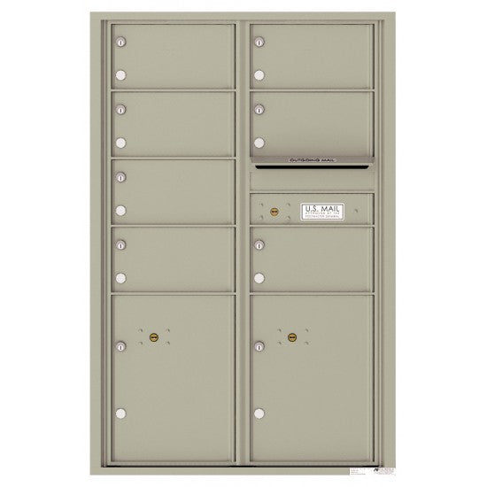 4C13D-07 - 7 Oversized Tenant Doors with 2 Parcel Lockers and Outgoing Mail Compartment - 4C Wall Mount 13-High Mailboxes
