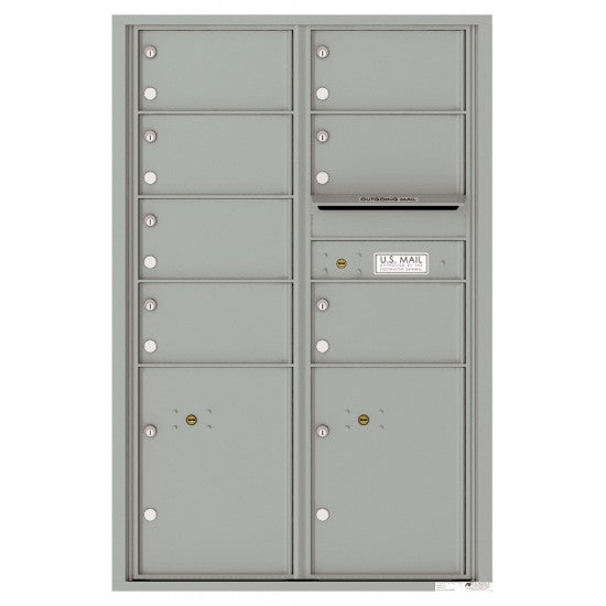 4C13D-07 - 7 Oversized Tenant Doors with 2 Parcel Lockers and Outgoing Mail Compartment - 4C Wall Mount 13-High Mailboxes