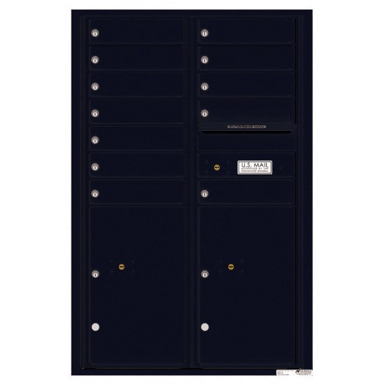4C13D-12 - 12 Tenant Doors with 2 Parcel Lockers and Outgoing Mail Compartment - 4C Wall Mount 13-High Mailboxes