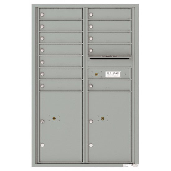 4C13D-12 - 12 Tenant Doors with 2 Parcel Lockers and Outgoing Mail Compartment - 4C Wall Mount 13-High Mailboxes