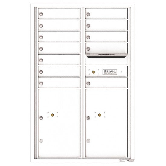 4C13D-12 - 12 Tenant Doors with 2 Parcel Lockers and Outgoing Mail Compartment - 4C Wall Mount 13-High Mailboxes