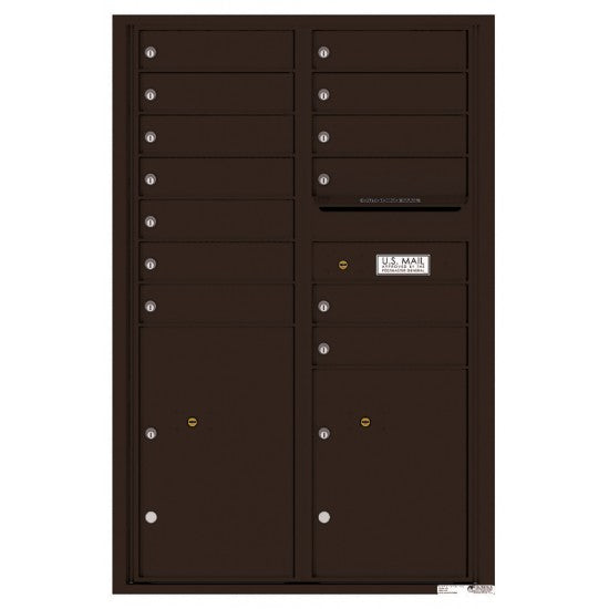 4C13D-13 - 13 Tenant Doors with 2 Parcel Lockers and Outgoing Mail Compartment - 4C Wall Mount 13-High Mailboxes