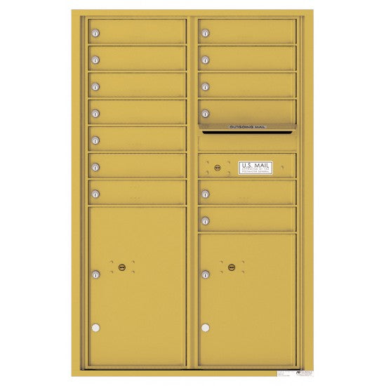 4C13D-13 - 13 Tenant Doors with 2 Parcel Lockers and Outgoing Mail Compartment - 4C Wall Mount 13-High Mailboxes