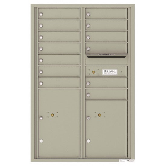 4C13D-13 - 13 Tenant Doors with 2 Parcel Lockers and Outgoing Mail Compartment - 4C Wall Mount 13-High Mailboxes