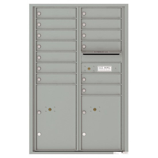 4C13D-13 - 13 Tenant Doors with 2 Parcel Lockers and Outgoing Mail Compartment - 4C Wall Mount 13-High Mailboxes