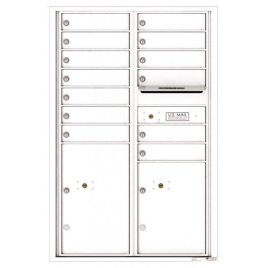 4C13D-13 - 13 Tenant Doors with 2 Parcel Lockers and Outgoing Mail Compartment - 4C Wall Mount 13-High Mailboxes