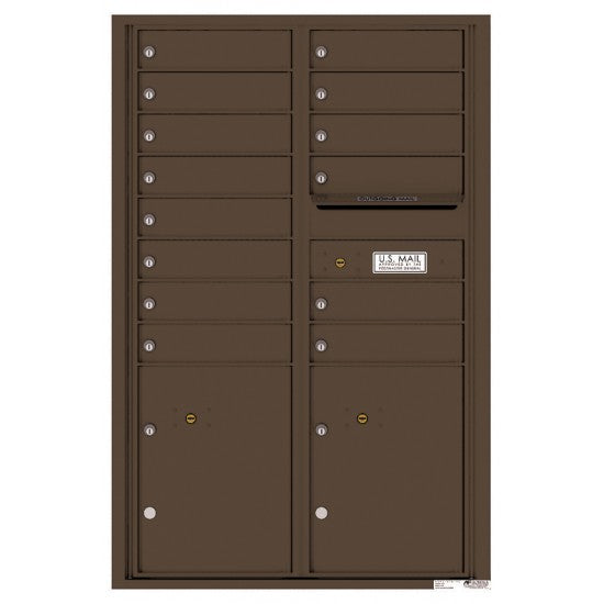 4C13D-14 - 14 Tenant Doors with 2 Parcel Lockers and Outgoing Mail Compartment - 4C Wall Mount 13-High Mailboxes