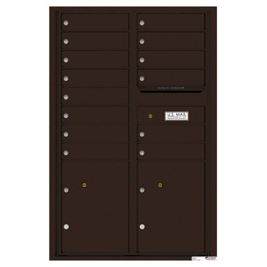 4C13D-14 - 14 Tenant Doors with 2 Parcel Lockers and Outgoing Mail Compartment - 4C Wall Mount 13-High Mailboxes