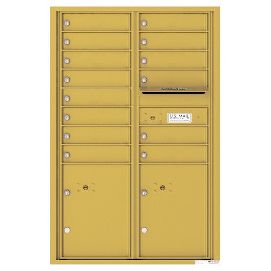 4C13D-14 - 14 Tenant Doors with 2 Parcel Lockers and Outgoing Mail Compartment - 4C Wall Mount 13-High Mailboxes