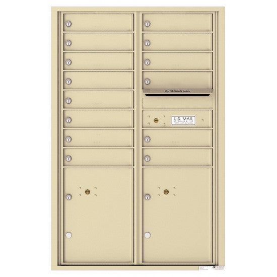 4C13D-14 - 14 Tenant Doors with 2 Parcel Lockers and Outgoing Mail Compartment - 4C Wall Mount 13-High Mailboxes