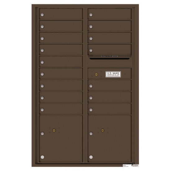 4C13D-16 - 16 Tenant Doors with 2 Parcel Lockers and Outgoing Mail Compartment - 4C Wall Mount 13-High Mailboxes