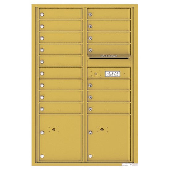 4C13D-16 - 16 Tenant Doors with 2 Parcel Lockers and Outgoing Mail Compartment - 4C Wall Mount 13-High Mailboxes