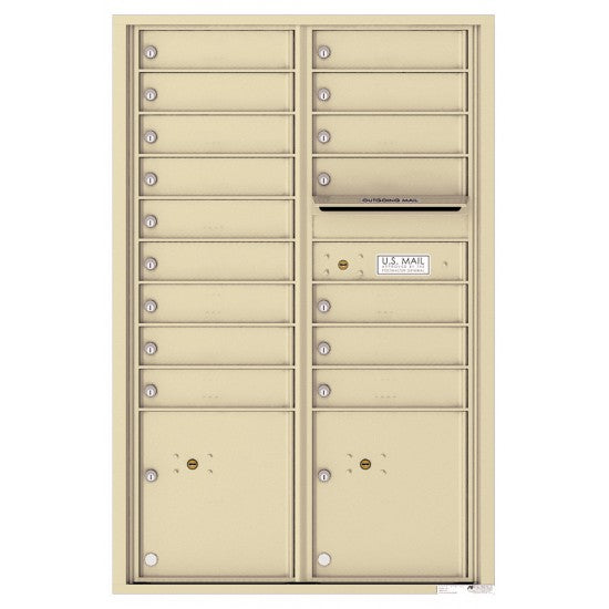 4C13D-16 - 16 Tenant Doors with 2 Parcel Lockers and Outgoing Mail Compartment - 4C Wall Mount 13-High Mailboxes