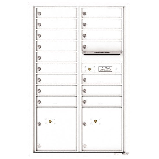 4C13D-16 - 16 Tenant Doors with 2 Parcel Lockers and Outgoing Mail Compartment - 4C Wall Mount 13-High Mailboxes