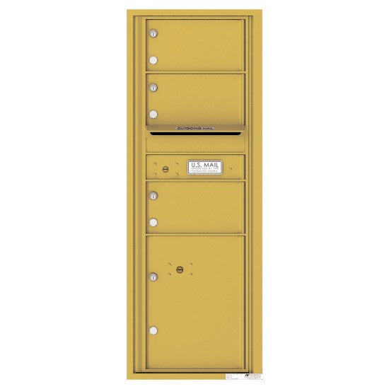 4C13S-03 - 3 Oversized Tenant Doors with 1 Parcel Locker and Outgoing Mail Compartment - 4C Wall Mount 13-High Mailboxes