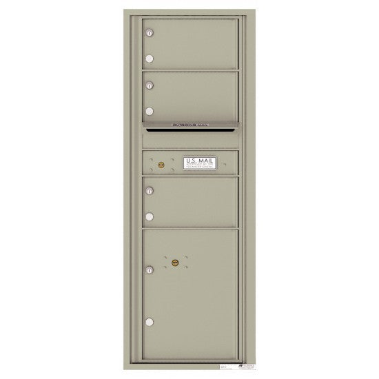 4C13S-03 - 3 Oversized Tenant Doors with 1 Parcel Locker and Outgoing Mail Compartment - 4C Wall Mount 13-High Mailboxes