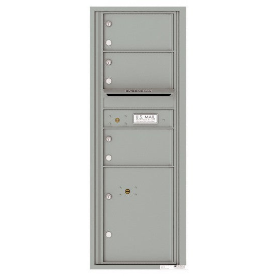 4C13S-03 - 3 Oversized Tenant Doors with 1 Parcel Locker and Outgoing Mail Compartment - 4C Wall Mount 13-High Mailboxes