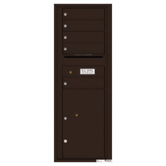 4C13S-05 - 5 Tenant Doors with 1 Parcel Locker and Outgoing Mail Compartment - 4C Wall Mount 13-High Mailboxes