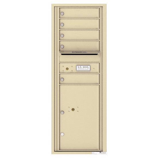 4C13S-05 - 5 Tenant Doors with 1 Parcel Locker and Outgoing Mail Compartment - 4C Wall Mount 13-High Mailboxes