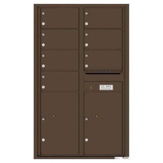 4C14D-07 - 7 Oversized Tenant Doors with 2 Parcel Lockers and Outgoing Mail Compartment - 4C Wall Mount 14-High Mailboxes