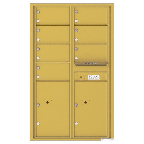 4C14D-07 - 7 Oversized Tenant Doors with 2 Parcel Lockers and Outgoing Mail Compartment - 4C Wall Mount 14-High Mailboxes