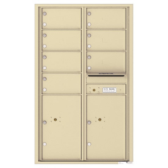4C14D-07 - 7 Oversized Tenant Doors with 2 Parcel Lockers and Outgoing Mail Compartment - 4C Wall Mount 14-High Mailboxes