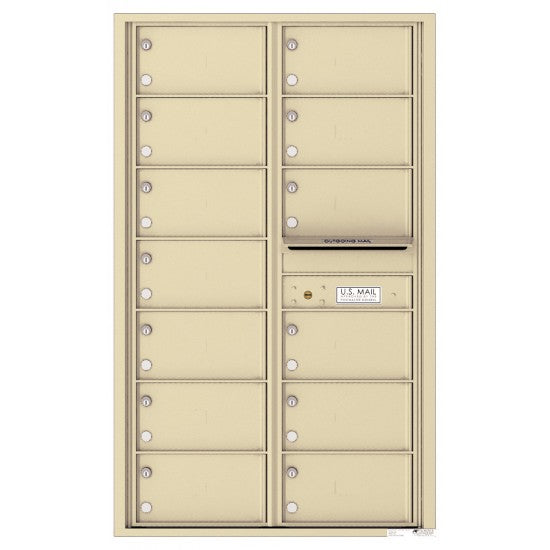 4C14D-13 - 13 Oversized Tenant Doors and Outgoing Mail Compartment - 4C Wall Mount 14-High Mailboxes