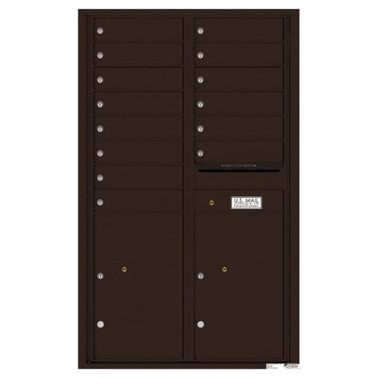 4C14D-14 - 14 Tenant Doors with 2 Parcel Lockers and Outgoing Mail Compartment - 4C Wall Mount 14-High Mailboxes