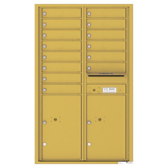 4C14D-14 - 14 Tenant Doors with 2 Parcel Lockers and Outgoing Mail Compartment - 4C Wall Mount 14-High Mailboxes