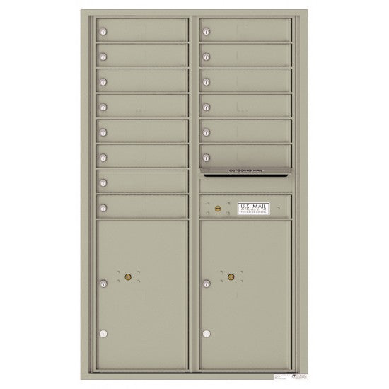 4C14D-14 - 14 Tenant Doors with 2 Parcel Lockers and Outgoing Mail Compartment - 4C Wall Mount 14-High Mailboxes