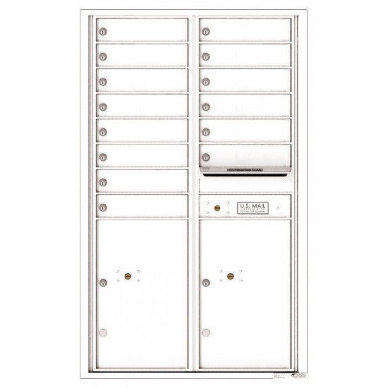 4C14D-14 - 14 Tenant Doors with 2 Parcel Lockers and Outgoing Mail Compartment - 4C Wall Mount 14-High Mailboxes