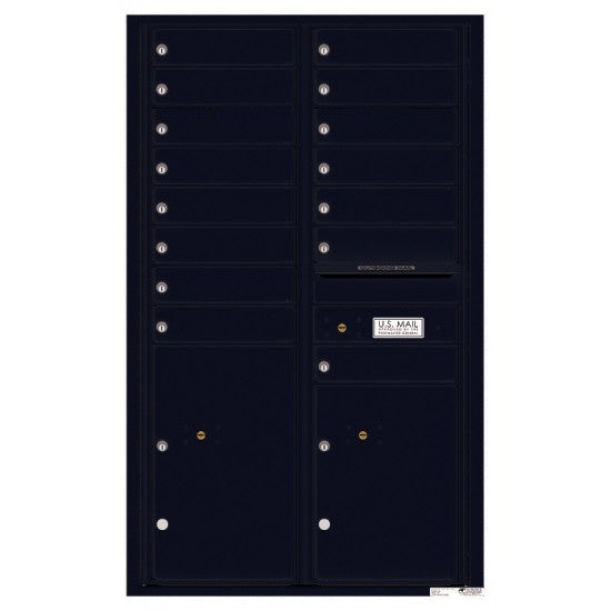 4C14D-15 - 15 Tenant Doors with 2 Parcel Lockers and Outgoing Mail Compartment - 4C Wall Mount 14-High Mailboxes