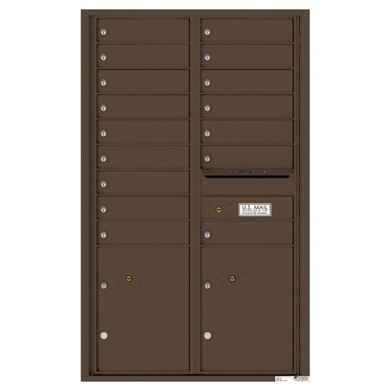 4C14D-16 - 16 Tenant Doors with 2 Parcel Lockers and Outgoing Mail Compartment - 4C Wall Mount 14-High Mailboxes