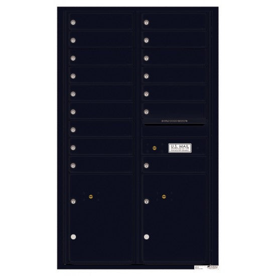4C14D-16 - 16 Tenant Doors with 2 Parcel Lockers and Outgoing Mail Compartment - 4C Wall Mount 14-High Mailboxes
