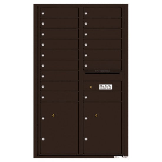 4C14D-16 - 16 Tenant Doors with 2 Parcel Lockers and Outgoing Mail Compartment - 4C Wall Mount 14-High Mailboxes