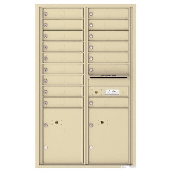 4C14D-16 - 16 Tenant Doors with 2 Parcel Lockers and Outgoing Mail Compartment - 4C Wall Mount 14-High Mailboxes